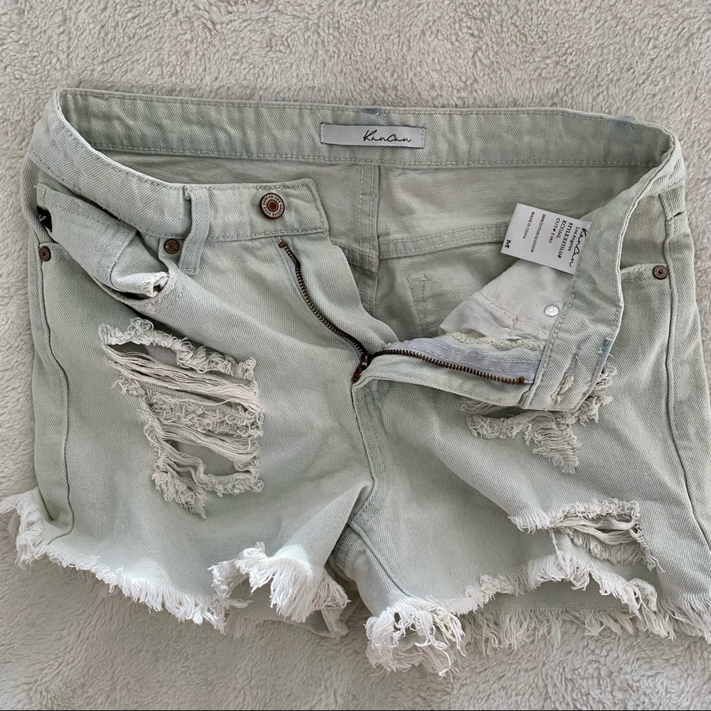High waisted denim distressed shorts